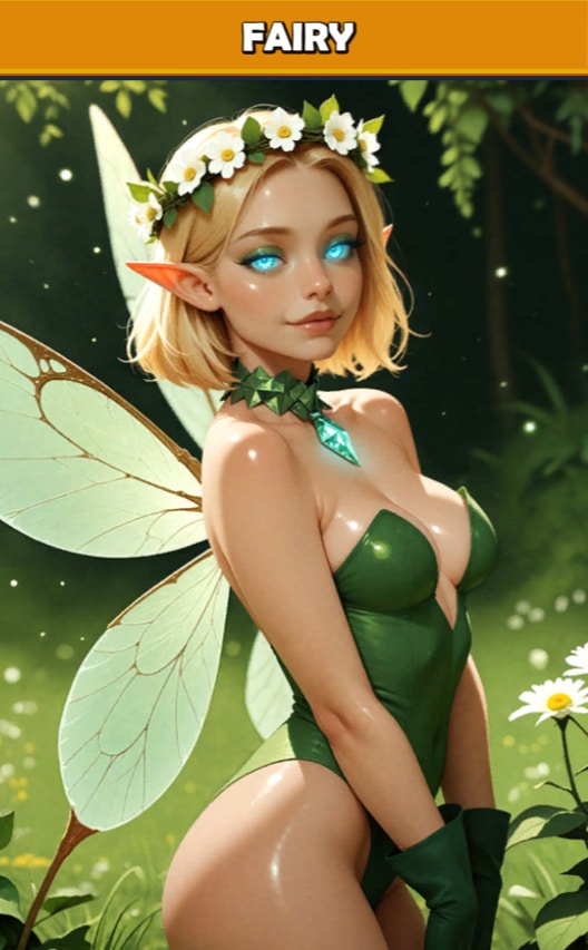 Fairy fantasy hero card in Nudus
