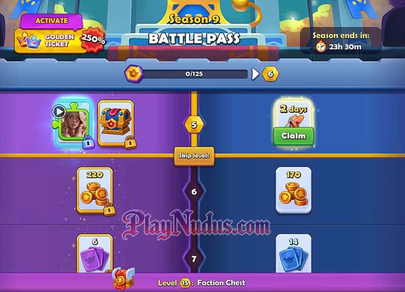 The Nudus Battle Pass reward ladder