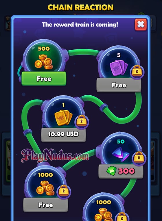 A limited-time Nudus event reward track