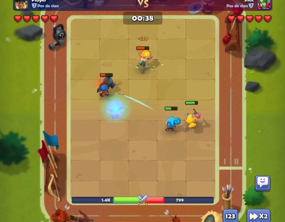 Nudus gameplay on the tactical arena board